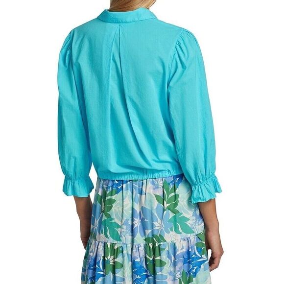 NWT Xirena Elody Crop Top Women's S Elastic Drawstring Hem 3/4‎ Sleeve Bell Cuff - Picture 13 of 13